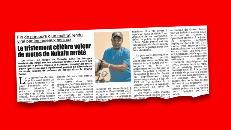 Vaste réseau de voleurs de motos démantelé à Lomé
