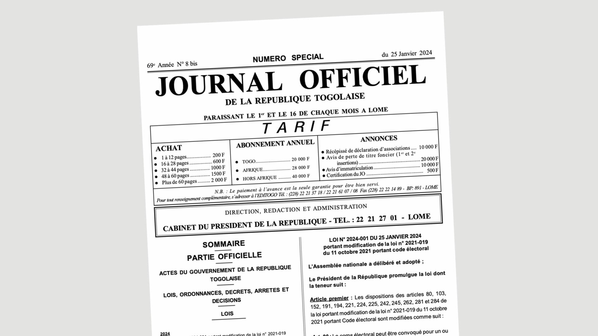C Est Publié Au Jo République Togolaise C Est Publié Au Jo République Togolaise